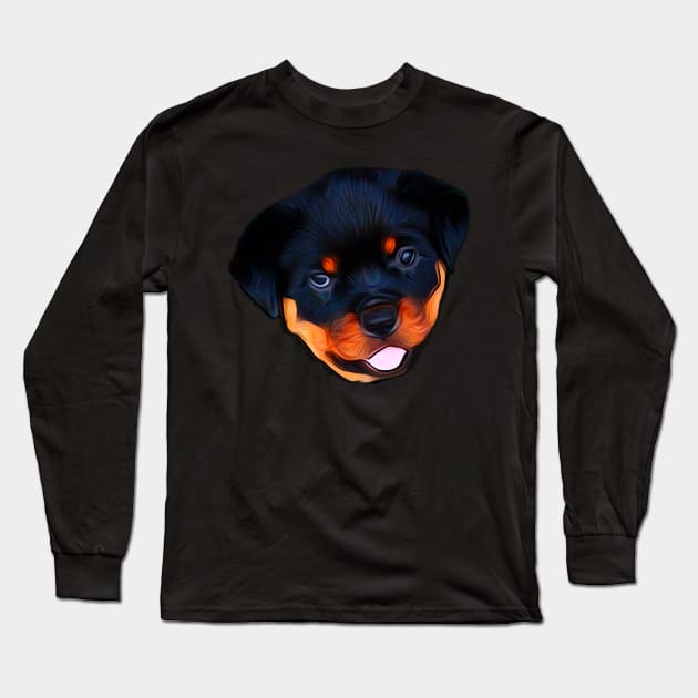 Rottweiler head puppy Epic Long Sleeve T-Shirt by Freedomink